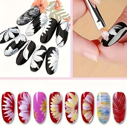 GV759 8PCS Nail Art Brush Set – Professional Acrylic & Gel Design Tools with 3D Builder Pen for Salon-Quality Manicures