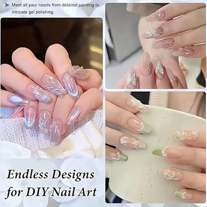 GV759 8PCS Nail Art Brush Set – Professional Acrylic & Gel Design Tools with 3D Builder Pen for Salon-Quality Manicures