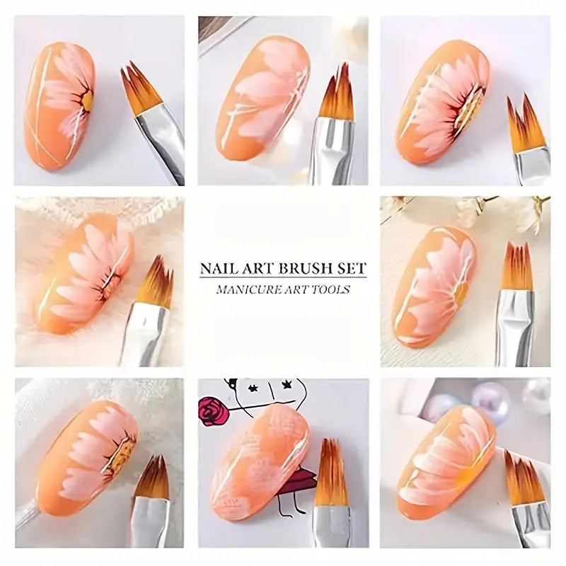 GV759 8PCS Nail Art Brush Set – Professional Acrylic & Gel Design Tools with 3D Builder Pen for Salon-Quality Manicures