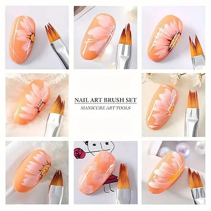 GV759 8PCS Nail Art Brush Set – Professional Acrylic & Gel Design Tools with 3D Builder Pen for Salon-Quality Manicures