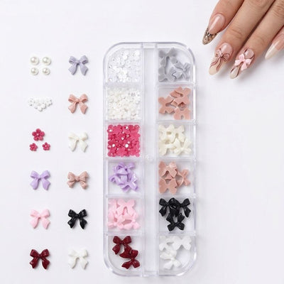 GV1044 3D Nail Art Decoration Set – Bows, Pearls & Flower Charms for Nail Design