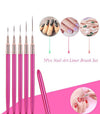 GV631 5pcs Nail Art Liner Brush Set – Fine Detail Striping Pens for Professional Nail Art Design Color may Vary