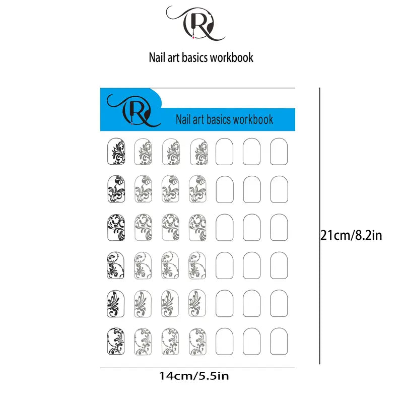 GV756 12PCS Nail Art Practice Sheets – Drawing & Painting Template Pad for Acrylic Nail Application