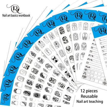 GV756 12PCS Nail Art Practice Sheets – Drawing & Painting Template Pad for Acrylic Nail Application