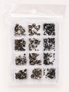 GV1152 Smoky Grey Assorted Nail Art Rhinestones & Crystal Charms – 12-Compartment Set