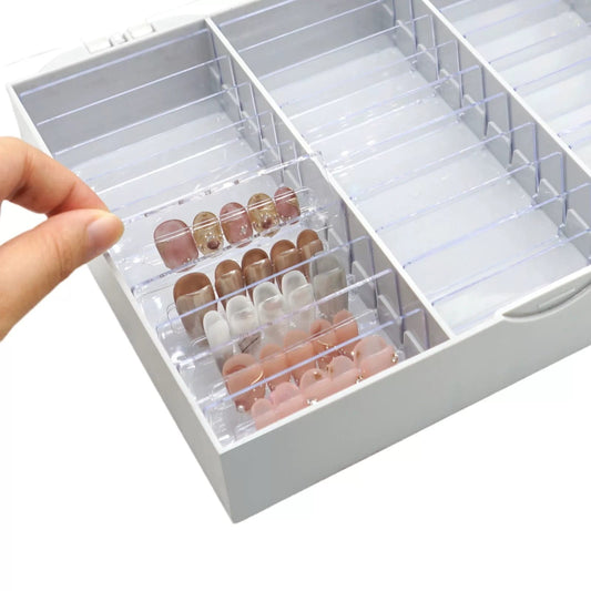 GV853 Acrylic Press-On Nail Holder Case – Multi-Layer Nail Art Storage Box Color May Vary