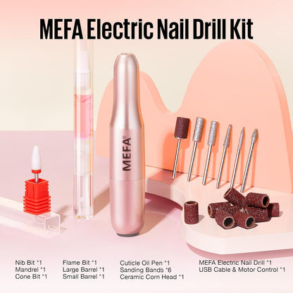 GV771 Professional Portable Electric Nail Drill with 6PCS Drill Bits & Cuticle Oil Pen – Efile Nail Machine for Acrylic, Gel & Dip Powder Manicure and Pedicure