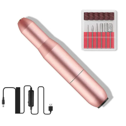 GV592 Electric Nail Polishing Machine, Professional Nail File Machine with Ceramic and Metal Grinding Head, Portable USB Nail File Grinding Drill Machine for Acrylic Gel Nails