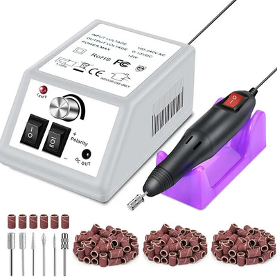 GV851 Electric Nail Drill Machine 12W – Professional Manicure & Pedicure Kit with 6 Bits & Sanding Bands