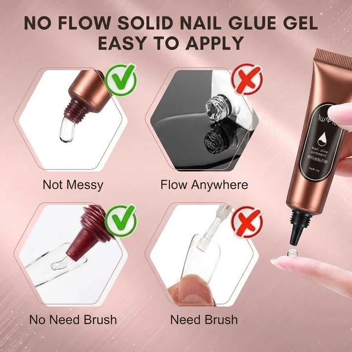 GV538 INOG Gel Nail Glue - 20ML Solid Gel for Soft Tips, Multifunctional Professional Tools, Strong Adhesive for Rhinestones, Charms and Gems