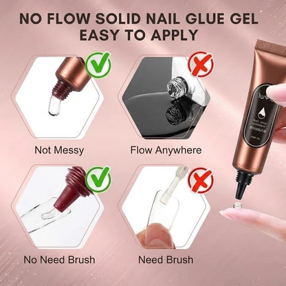 GV538 INOG Gel Nail Glue - 20ML Solid Gel for Soft Tips, Multifunctional Professional Tools, Strong Adhesive for Rhinestones, Charms and Gems