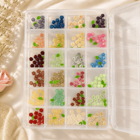 GV734 Nail Art Charms – Assorted Floral & Leaf Designs for DIY Manicure & Pedicure, Alcohol-Free Nail Art Decorations