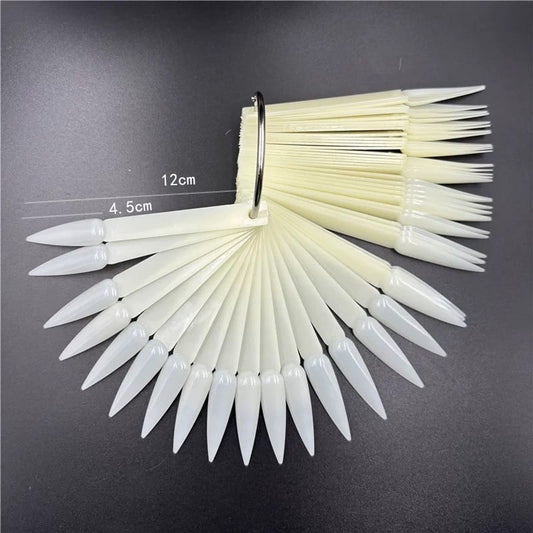GV885 50 PCS Natural White Nail Practice Sticks with Ring – Nail Art Display & Color Sample Board
