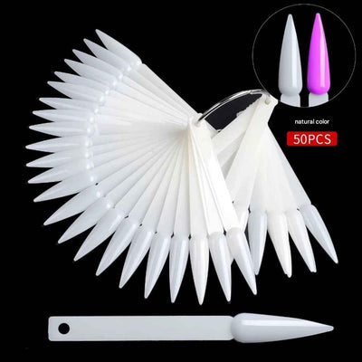 GV885 50 PCS Natural White Nail Practice Sticks with Ring – Nail Art Display & Color Sample Board