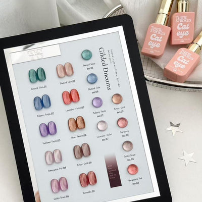 GV1022 THR3E STROKES Gilded Dreams Cat Eye Gel Polish Set (10 Colors, 15ml) – Premium Magnetic UV/LED Nail Art Kit
