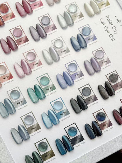 GV1023 THR3E STROKES Polar Day Cat Eye Gel Polish Master Set (36 Colors, 15ml) – Complete Premium Magnetic UV/LED Salon Palette