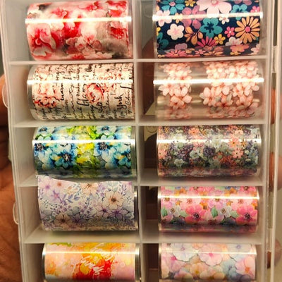 GV724 10PCS Nail Art Transfer Foil Set – Colorful Design Nail Stickers for DIY Nail Art & Manicure Decoration