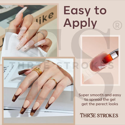 GV1149 THR3E STROKES Poly Gel Nail Kit 6 Colors with 6W Nail Lamp Extension Gel Kit Nude Clear Pink Black Glitter Complete Starter Tools for Beginner Thickening Solutions DIY at Home for Women(MINIMUM 180S TO DRY)(BEGGINERS KIT) (1)