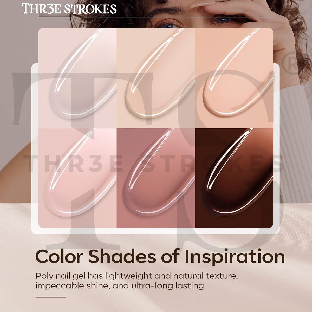 GV1149 THR3E STROKES Poly Gel Nail Kit 6 Colors with 6W Nail Lamp Extension Gel Kit Nude Clear Pink Black Glitter Complete Starter Tools for Beginner Thickening Solutions DIY at Home for Women(MINIMUM 180S TO DRY)(BEGGINERS KIT) (1)