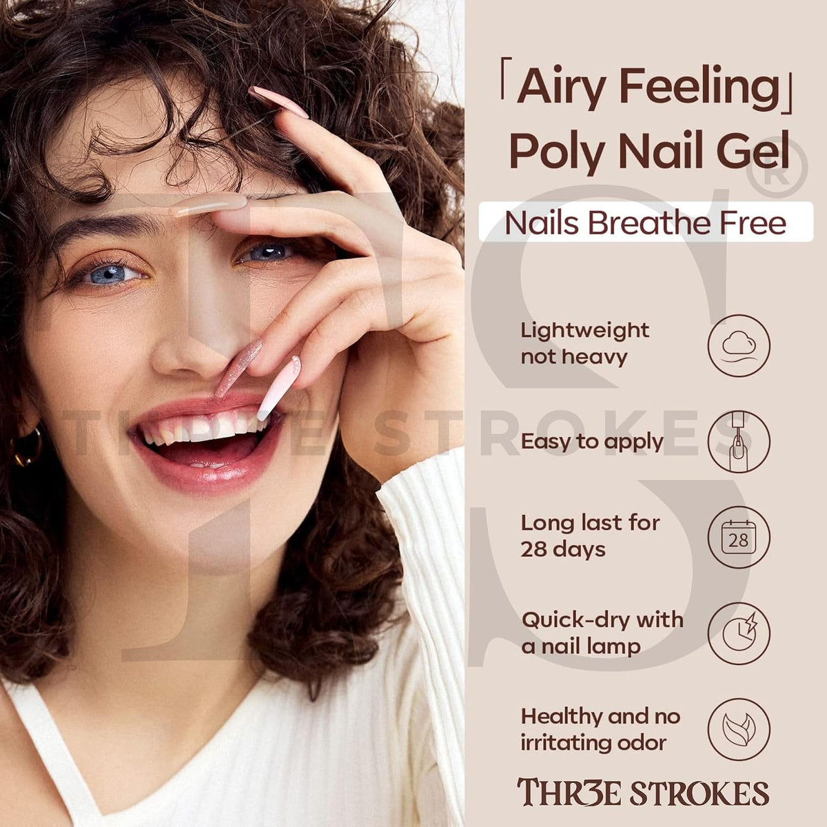 GV1149 THR3E STROKES Poly Gel Nail Kit 6 Colors with 6W Nail Lamp Extension Gel Kit Nude Clear Pink Black Glitter Complete Starter Tools for Beginner Thickening Solutions DIY at Home for Women(MINIMUM 180S TO DRY)(BEGGINERS KIT) (1)