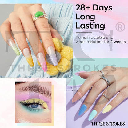 GV1152 THR3E STROKES Poly Gel Nail Kit 6 Colors with 6W Nail Lamp Extension Gel Kit Nude Clear Pink Black Glitter Complete Starter Tools for Beginner Thickening Solutions DIY at Home for Women(MINIMUM 180S TO DRY)(BEGGINERS KIT) (4)
