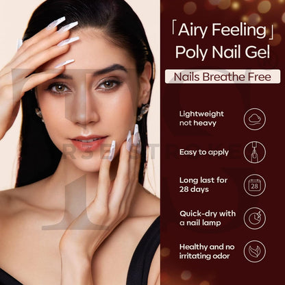 GV1160 THR3E STROKES Poly Gel Nail Kit 6 Colors with 6W Nail Lamp Extension Gel Kit Nude Clear Pink Black Glitter Complete Starter Tools for Beginner Thickening Solutions DIY at Home for Women(Minimum 180S to Dry)(BEGGINERS KIT) (5)