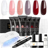 GV1159 THR3E STROKES Poly Gel Nail Kit 6 Colors with 6W Nail Lamp Extension Gel Kit Nude Clear Pink Black Glitter Complete Starter Tools for Beginner Thickening Solutions DIY at Home for Women(MINIMUM 180S TO DRY)(BEGGINERS KIT) (6)