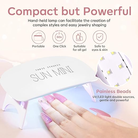 GV1075 Poly Nail Gel Extension Kit With Slip Solution Uv Nail Lamp for Builder Gel UV Nail Art Kit Nail Extension Set {SSD KIT} (PINK, 8 IN 1)