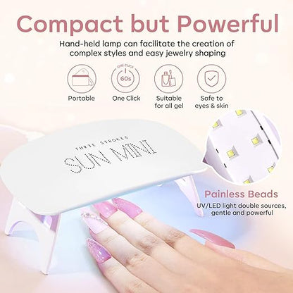 GV1075 Poly Nail Gel Extension Kit With Slip Solution Uv Nail Lamp for Builder Gel UV Nail Art Kit Nail Extension Set {SSD KIT} (PINK, 8 IN 1)