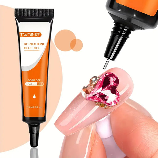 GV769 15ml Super Adhesive Rhinestone Glue for Nails – No Wipe Gel Nail Glue for Crystals, Beads & 3D Nail Art, UV/LED Lamp Cured