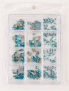 GV1139 Blue Assorted Nail Art Rhinestones & Crystal Charms – 12-Compartment Set