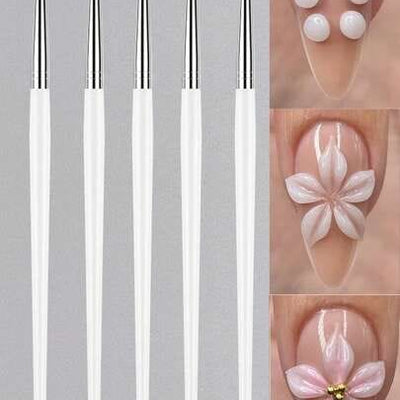 GV632 5pcs Silicone Nail Art Brush Set – 3D Petal & Flower Design Tools for Nail Decoration