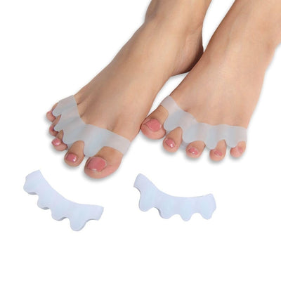 GV1079THR3E STROKES Silicone Toe Separator for Women & Men | Gel Toe Spacers for Bunion Correction, Overlapping Toes & Yoga Stretching | Metatarsal Foot Pain Relief | Reusable Washable Orthopedic Corrector (1 Pair, White)