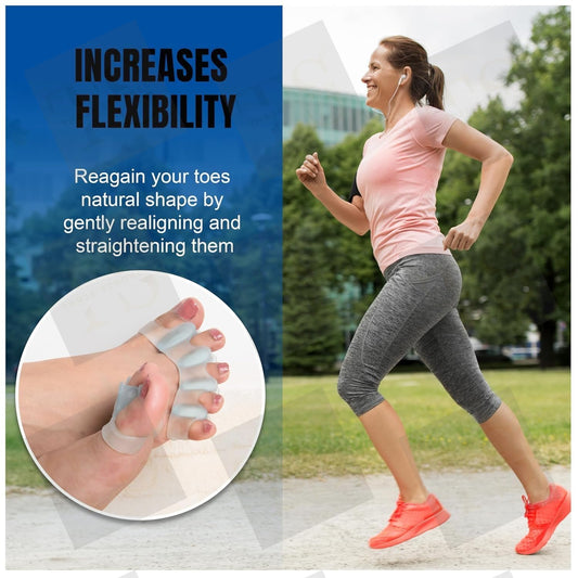 GV1079THR3E STROKES Silicone Toe Separator for Women & Men | Gel Toe Spacers for Bunion Correction, Overlapping Toes & Yoga Stretching | Metatarsal Foot Pain Relief | Reusable Washable Orthopedic Corrector (1 Pair, White)