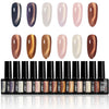 GV1147 THR3E STROKES Silk Cat Eye Gel Polish Set - 12 Colors (7.5ml) - Magnetic Velvet Shimmer Effect - UV/LED Soak Off Nail Art Manicure Kit (TEA HOUSE)