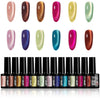 GV1146 THR3E STROKES Silk Cat Eye Gel Polish Set - 12 Colors (7.5ml) - Magnetic Velvet Shimmer Effect - UV/LED Soak Off Nail Art Manicure Kit (SKITTLES)