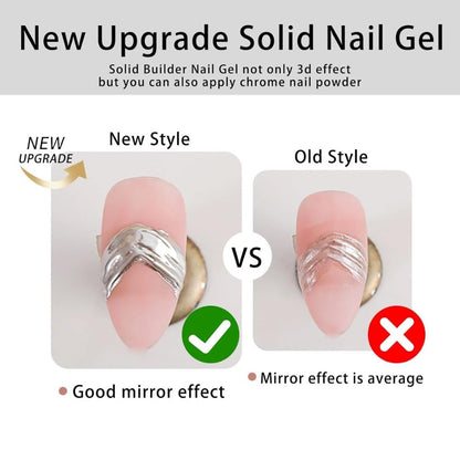 GV1120 THR3E STROKES No Wipe 3D Sculpting Gel for Nails, UV LED Cured Solid Builder Gel for Chrome Powder, Rhinestone Application and Nail Art Painting, 8ml (ROUND DABBA)