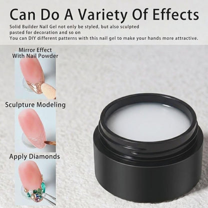 GV1120 THR3E STROKES No Wipe 3D Sculpting Gel for Nails, UV LED Cured Solid Builder Gel for Chrome Powder, Rhinestone Application and Nail Art Painting, 8ml (ROUND DABBA)