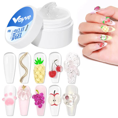 GV1015 Vayve Solid Mould Clay Gel 15g | 4-in-1 Non-Sticky Nail Extension Gel (Clear)
