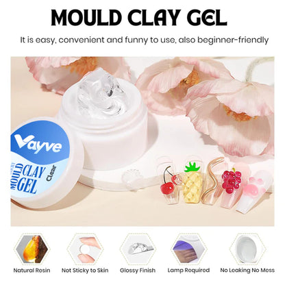 GV1015 Vayve Solid Mould Clay Gel 15g | 4-in-1 Non-Sticky Nail Extension Gel (Clear)