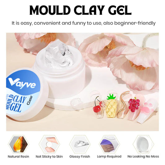 GV1015 Vayve Solid Mould Clay Gel 15g | 4-in-1 Non-Sticky Nail Extension Gel (Clear)