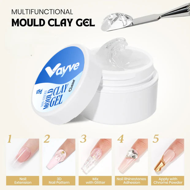 GV1015 Vayve Solid Mould Clay Gel 15g | 4-in-1 Non-Sticky Nail Extension Gel (Clear)