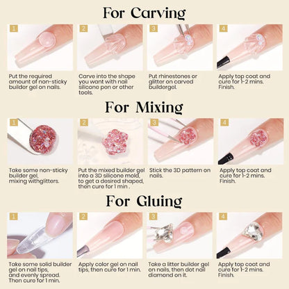 GV1015 Vayve Solid Mould Clay Gel 15g | 4-in-1 Non-Sticky Nail Extension Gel (Clear)