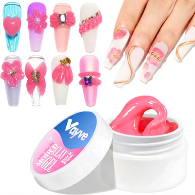 GV1014 Vayve Solid Mould Clay Gel 15g | 4-in-1 Non-Sticky Nail Extension Gel (Dark Pink)