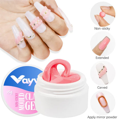 GV1014 Vayve Solid Mould Clay Gel 15g | 4-in-1 Non-Sticky Nail Extension Gel (Dark Pink)