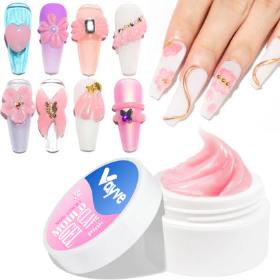 GV1013 Vayve Solid Mould Clay Gel 15g | 4-in-1 Non-Sticky Nail Extension Gel (Pink)