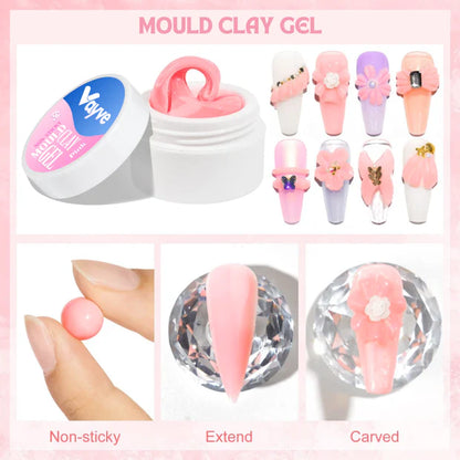 GV1013 Vayve Solid Mould Clay Gel 15g | 4-in-1 Non-Sticky Nail Extension Gel (Pink)