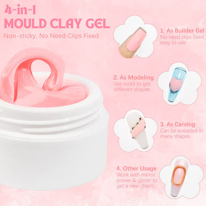 GV1013 Vayve Solid Mould Clay Gel 15g | 4-in-1 Non-Sticky Nail Extension Gel (Pink)