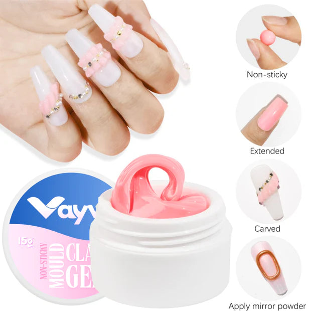 GV1013 Vayve Solid Mould Clay Gel 15g | 4-in-1 Non-Sticky Nail Extension Gel (Pink)