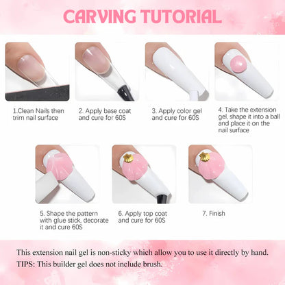 GV1013 Vayve Solid Mould Clay Gel 15g | 4-in-1 Non-Sticky Nail Extension Gel (Pink)